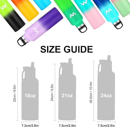 Miniatura 7 de WEREWOLVES Botella de agua aislada con tapa de popote y tapa con asa, botella de agua de acero inoxidable con soporte para bolsa de transporte,