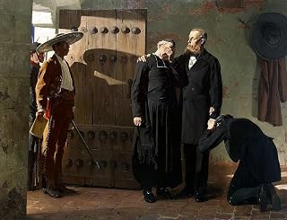 ZVLYVHSK Famous Poster and Print Famous Oil Painting Emperor Maximilian of Mexico Before the Execution by Jean Paul Laurens for Home Decor 60x90cm