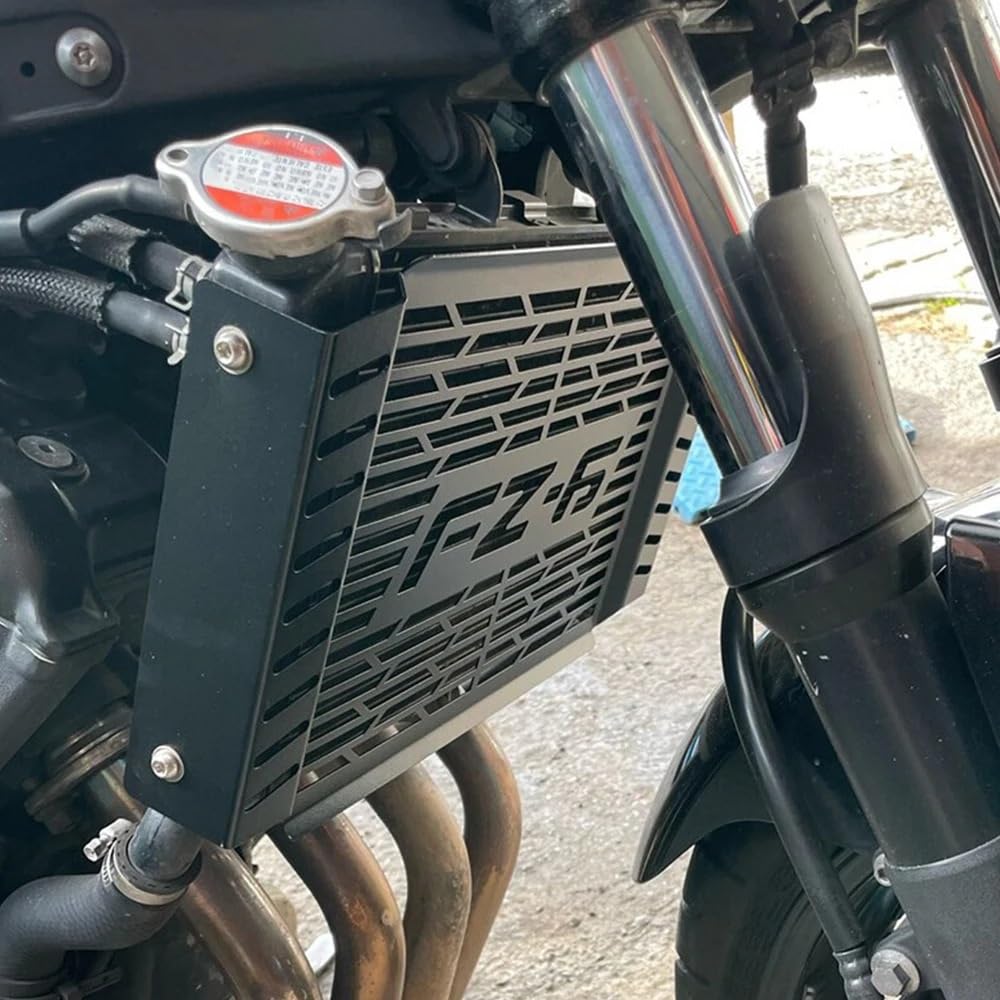 Cache Radiateur Pour Yamaha FZ6 Fazer 2004-2006 - Garde En Aluminium Noir, Dimensions 45.5x25x5 Cm
