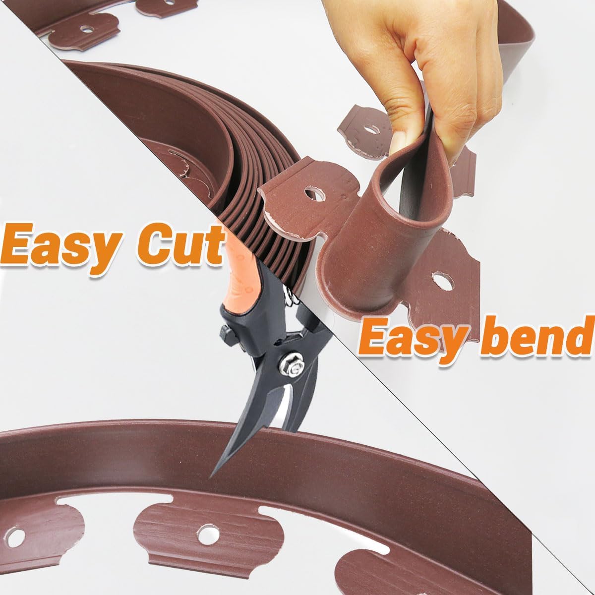 Landscape Edging，2inx66FT Garden Edging with 120 Spikes for Lawn(66feet-Brown)