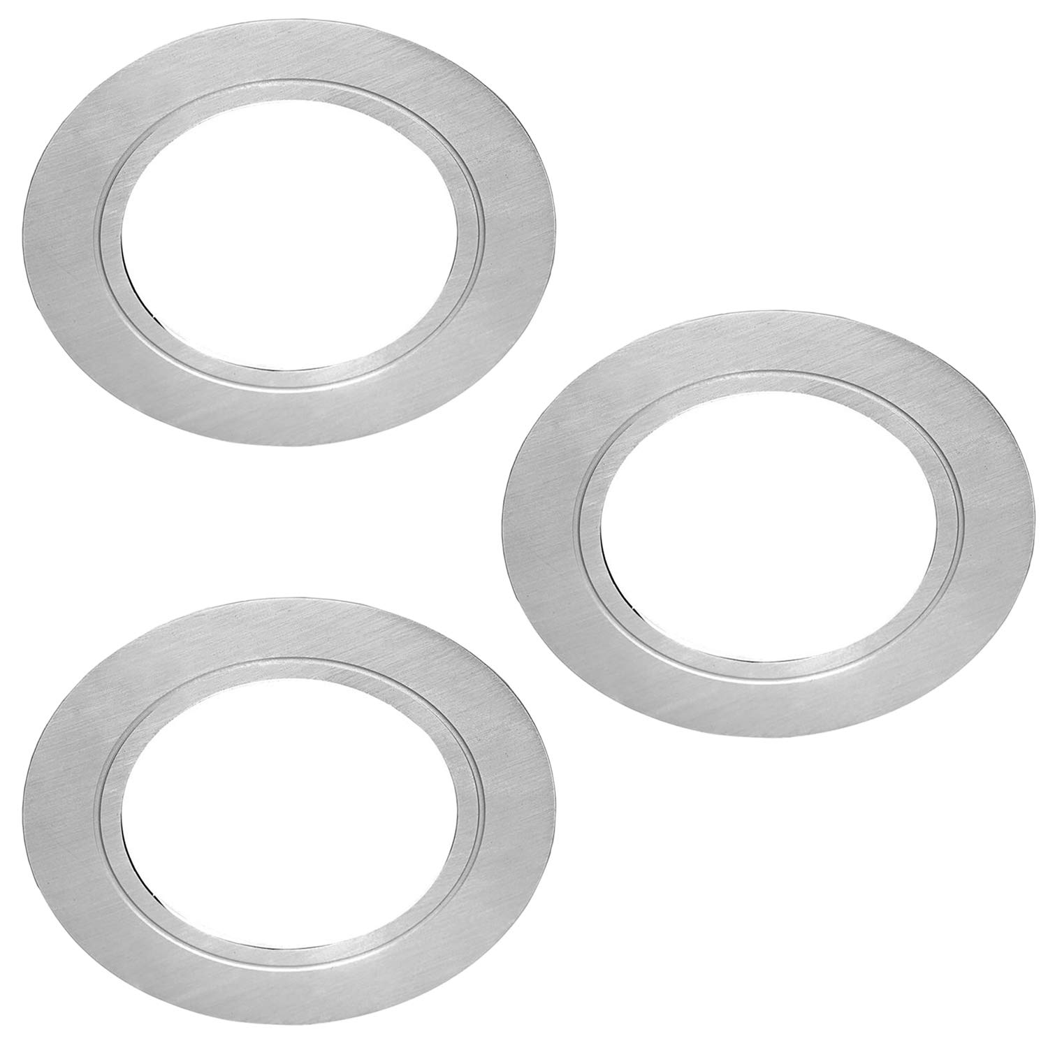 3 Pack | Bright 2.6W LED Under Cabinet Spot Lights & Driver Kit | Stainless Steel & Warm White | Recessed Flush Mounted Fitting | Kitchen Worktop Counter Cupboard Down Light | Modern Round Lighting
