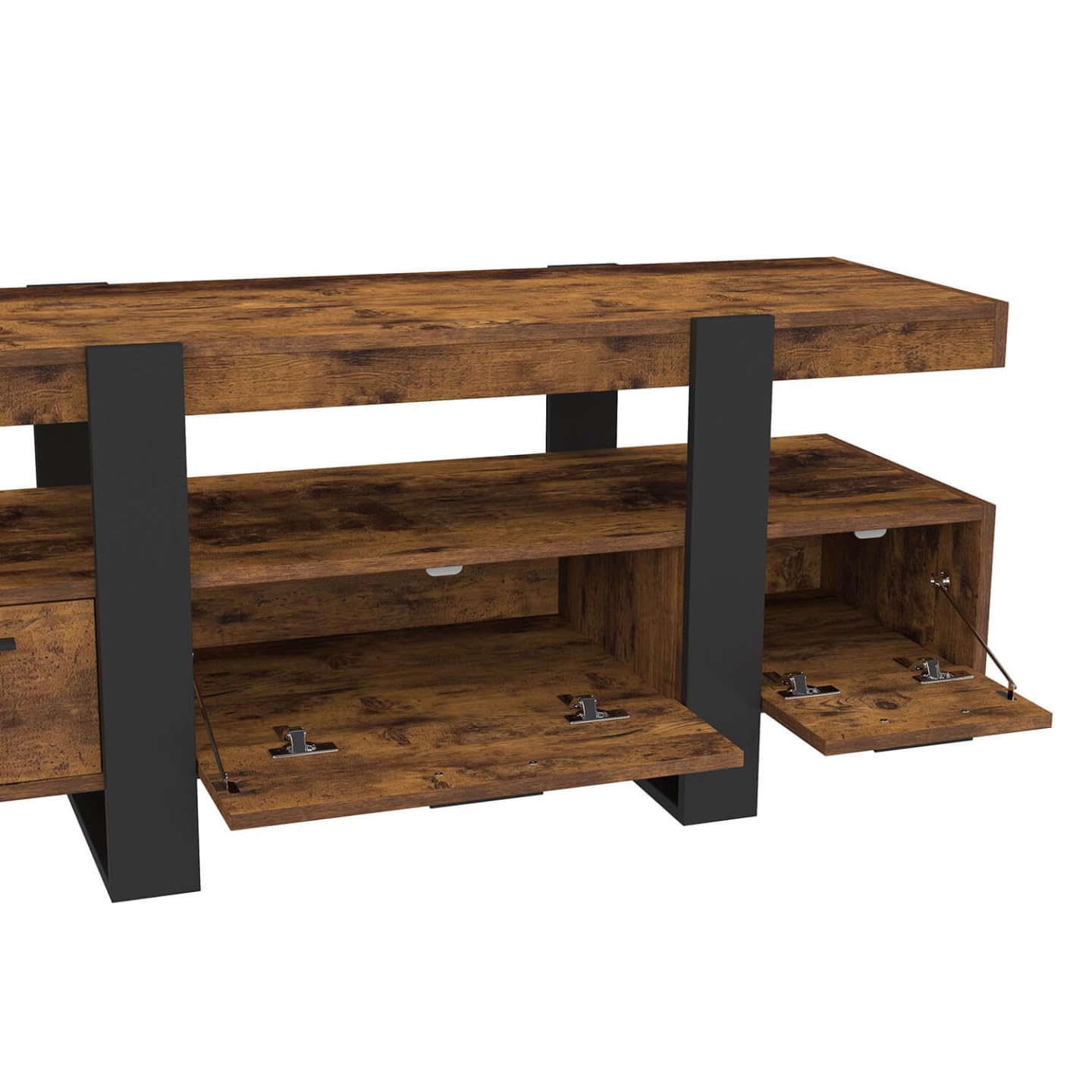 IDMarket - Meuble TV 116 cm Phoenix avec tiroirs Bois Effet Vieilli et Noir