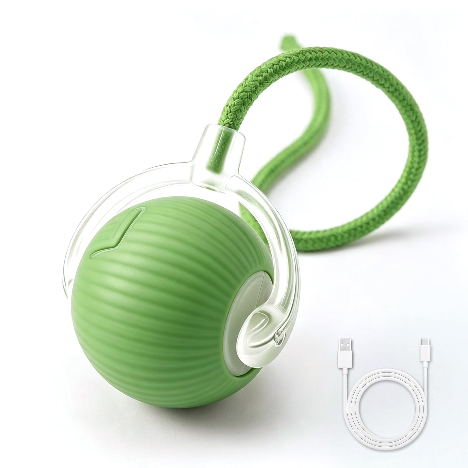 Peaflew Interactive Cat Ball Toy, 360° Smart Self-Moving Rolling Ball with Tail, USB Rechargeable Automatic Cat Toy for Indoor Pets, Active Play & Chase (green)