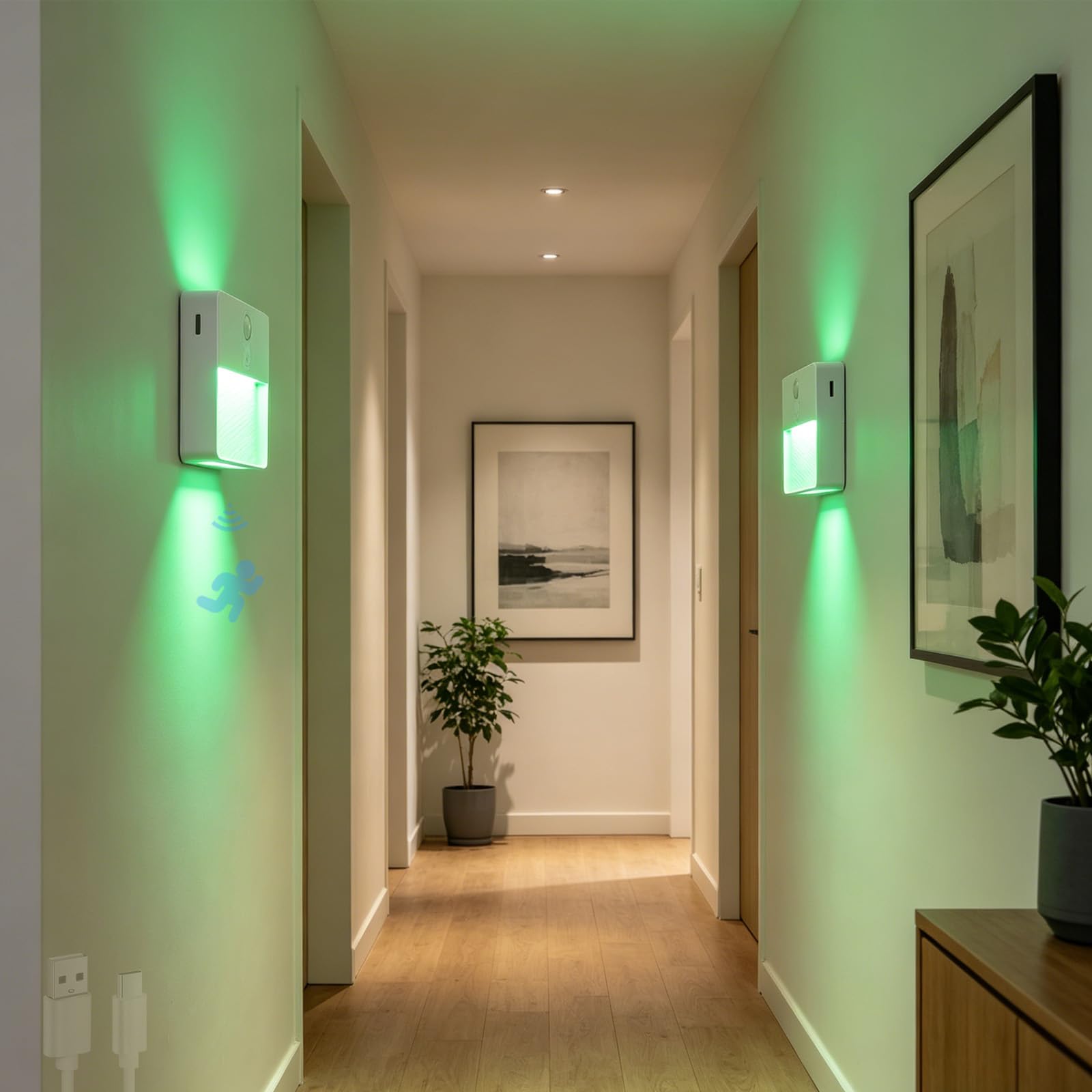 Lámpara de Pared LED para Iluminar Pasillos sin Cables Aplique Magnético con Sensor RGB 2Pcs 8