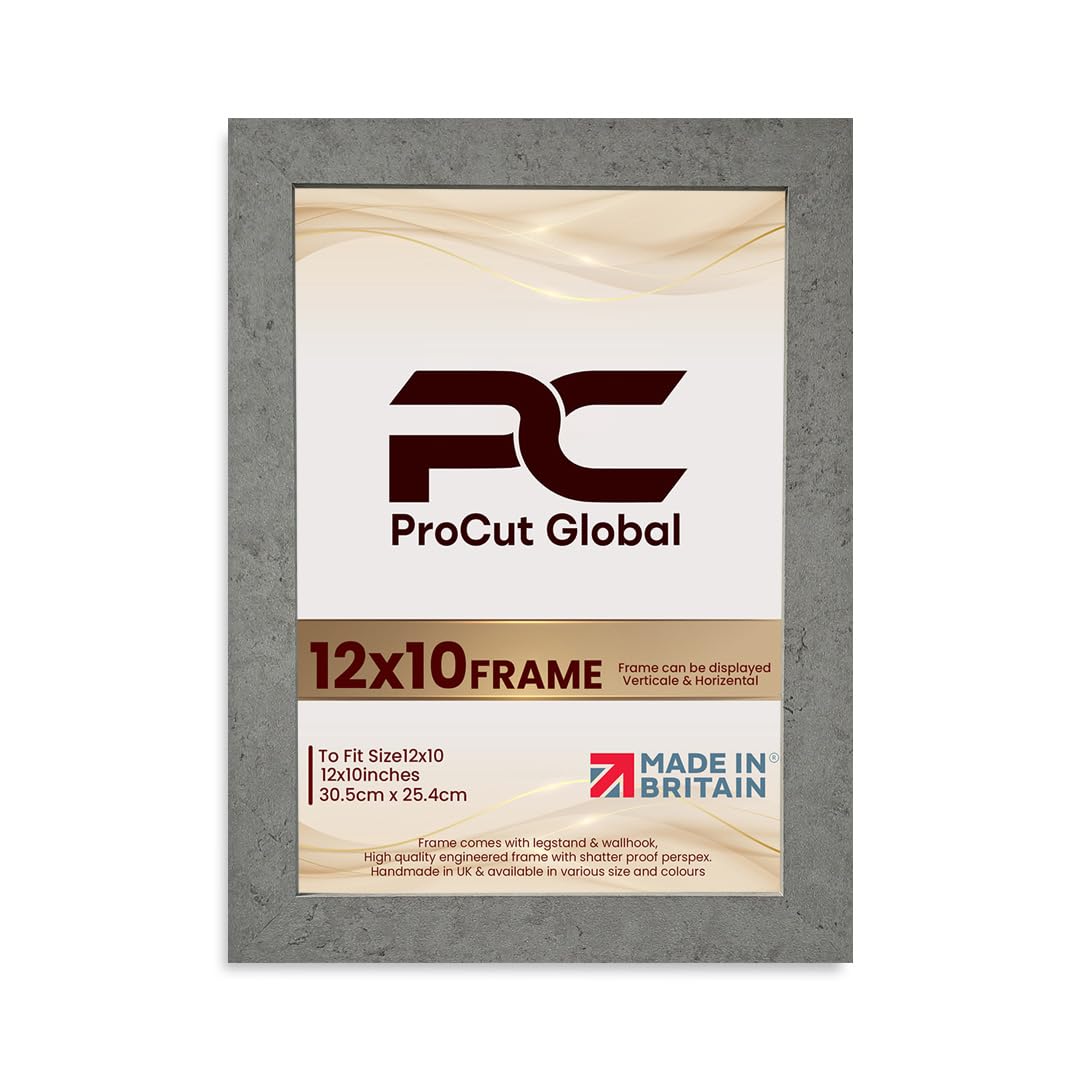Procut Global 12X10 Grey Marble Picture Frames - Modern Wooden Photo Frame with Shatterproof Perspex for Wall or Tabletop - Perfect for Posters, Certificates, Prints - Sizes & Colors Available — image 1