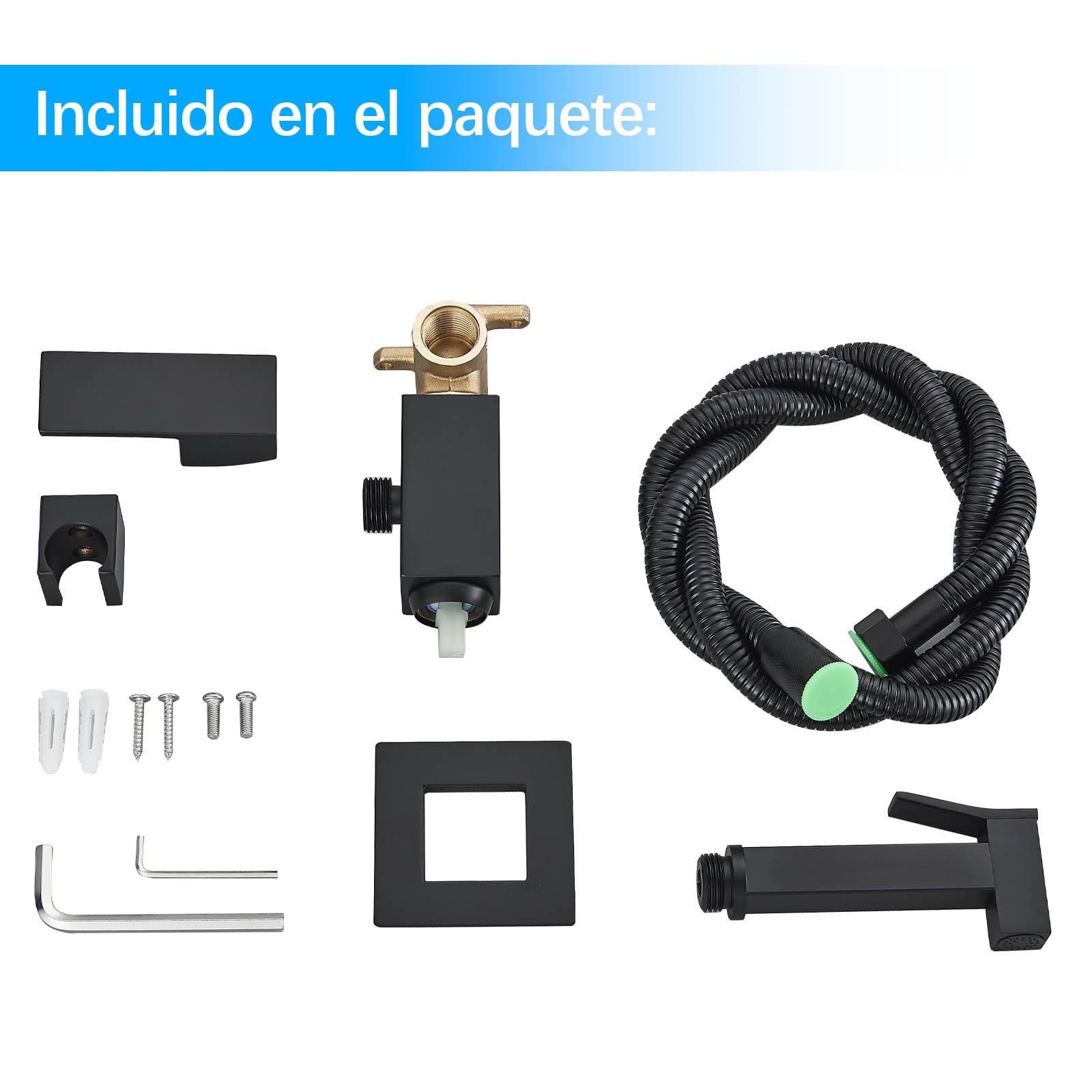 Pulverizador de Bidé para Inodoro, Portatil para Kit Ducha de Lavabo Bidet con Manguera WC,Multifunción Pulverizador,Monomando Agua Fría y Caliente,Negro