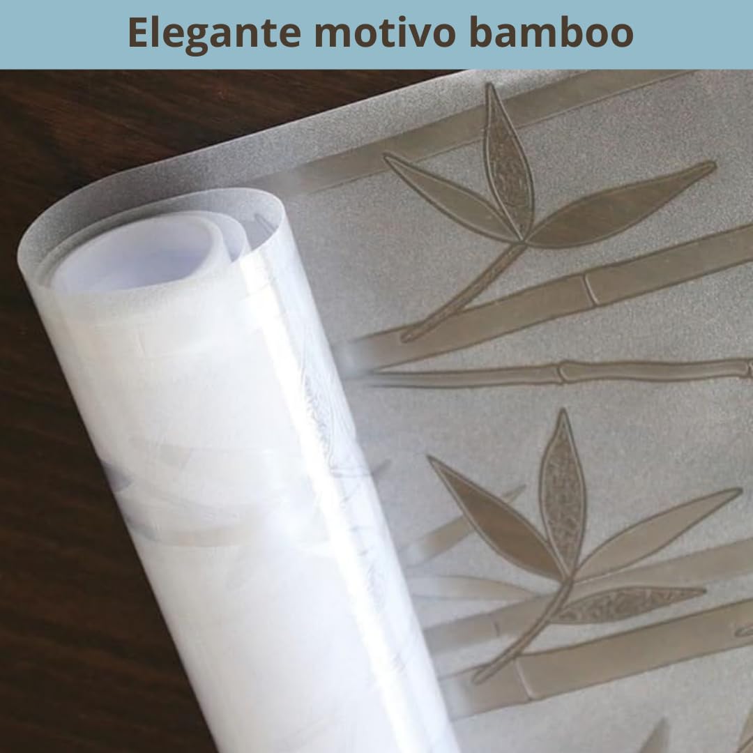 Pellicola decorativa Vetri (Bamboo, 60 x 200 CM) Protezione Privacy Autoadesiva senza colla Anti UV senza Residui Facile Applicazione Finestre Doccia Aderenza Statica Rimovibile Riutilizzabile