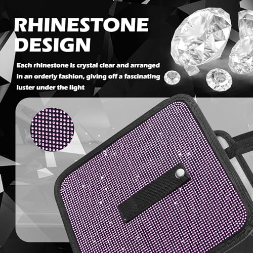 Image of Bling Car Trash Can with Rhinestone,Foldable Car Garbage Can for in-Vehicle Waste Disposal,Multipurpose Hanging Back Seat Organizer & Decorations Fit for Most Cars Trucks (Pink)