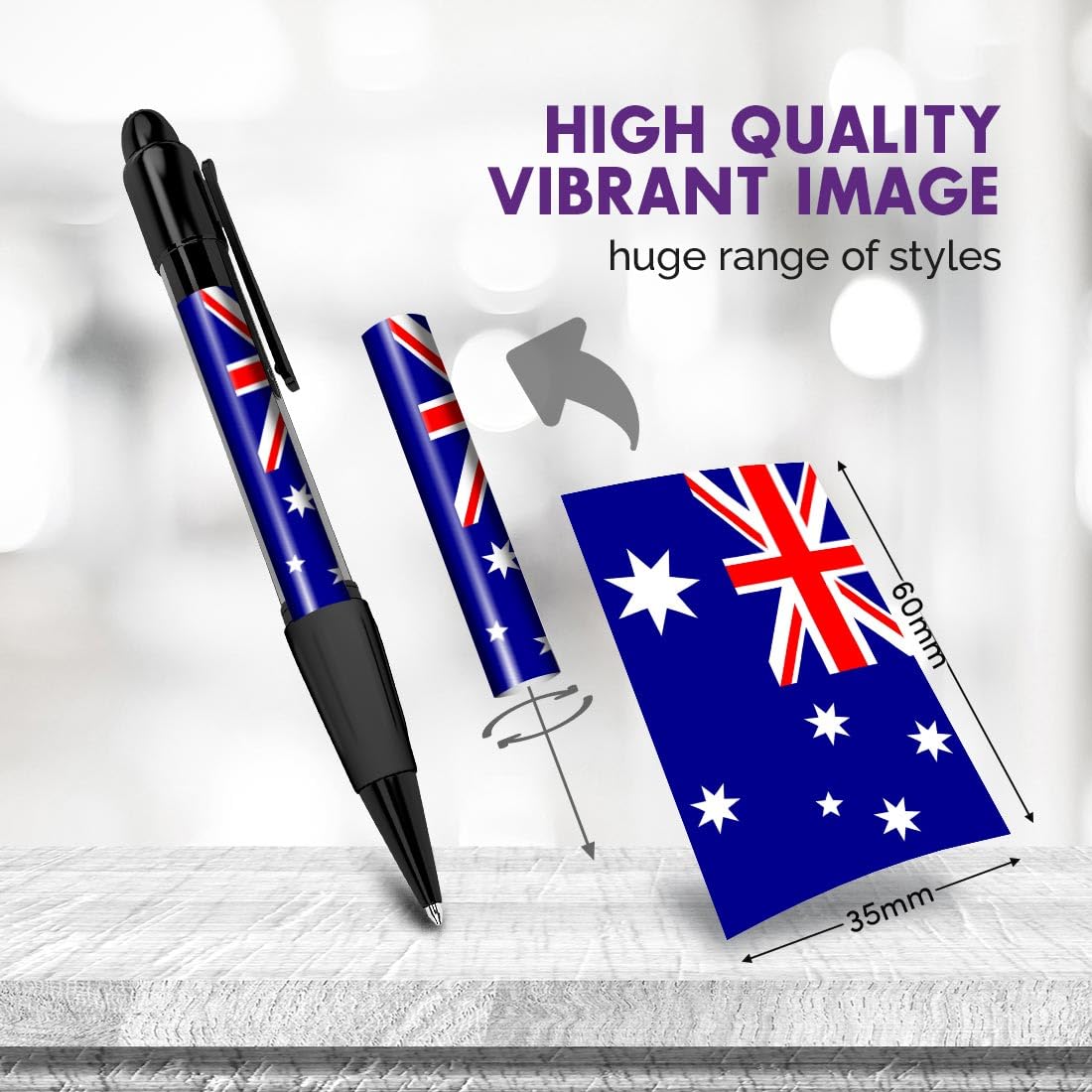 Set of 2 Black Ballpoint Pens (Photo Insert) - Australian Flag Australia Sydney Perth - Soft Feel Finger Grip #56531 - Image 2
