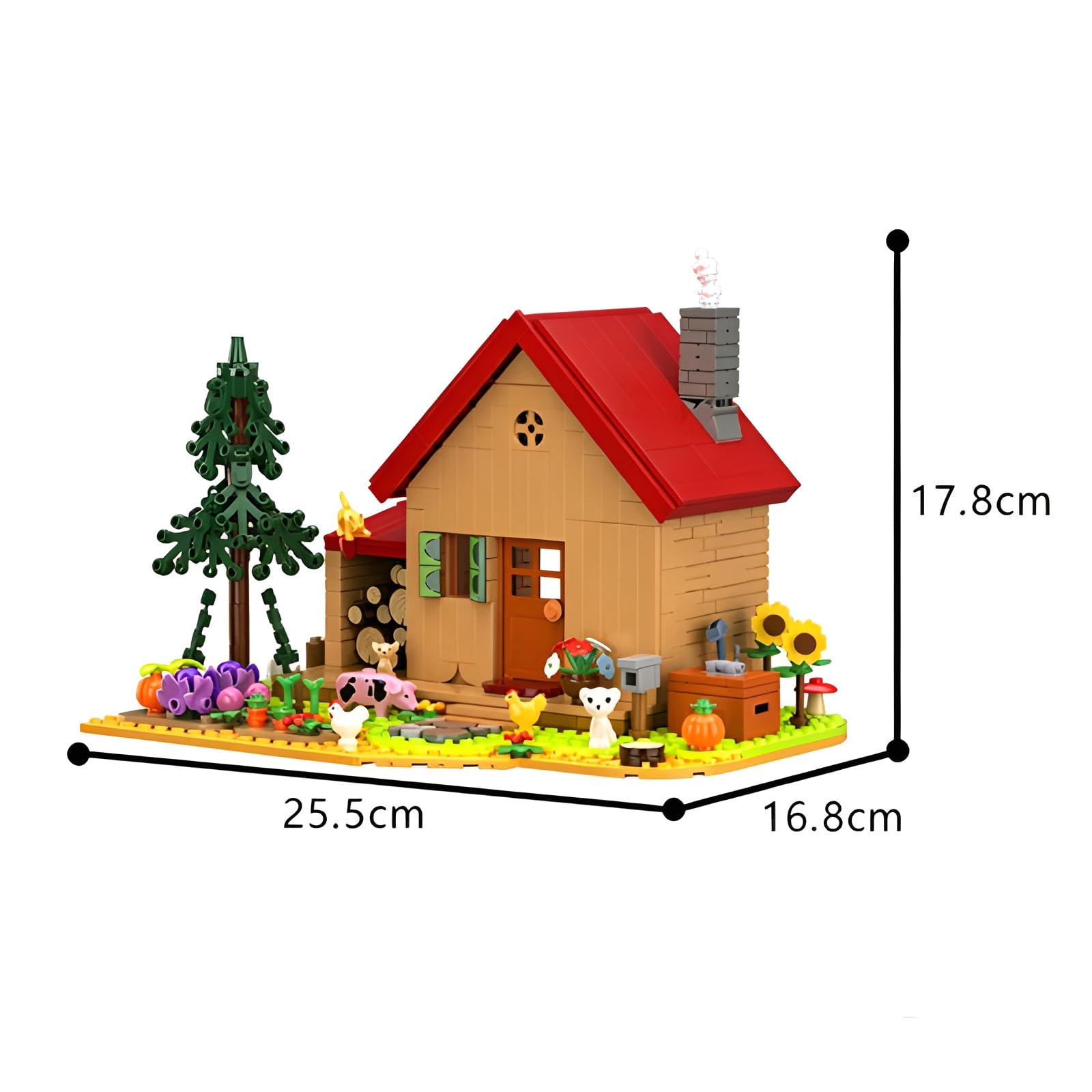 Bauernhütte Bausteine Bausatz, MOC Bauernhof Landhaus Modell Spielzeug | Zahlreiche Bauernhoftier Haus, Tischdekoration, Great Geschenk für Geburtstage und Feiertage für Bauernhof und Landliebhaber