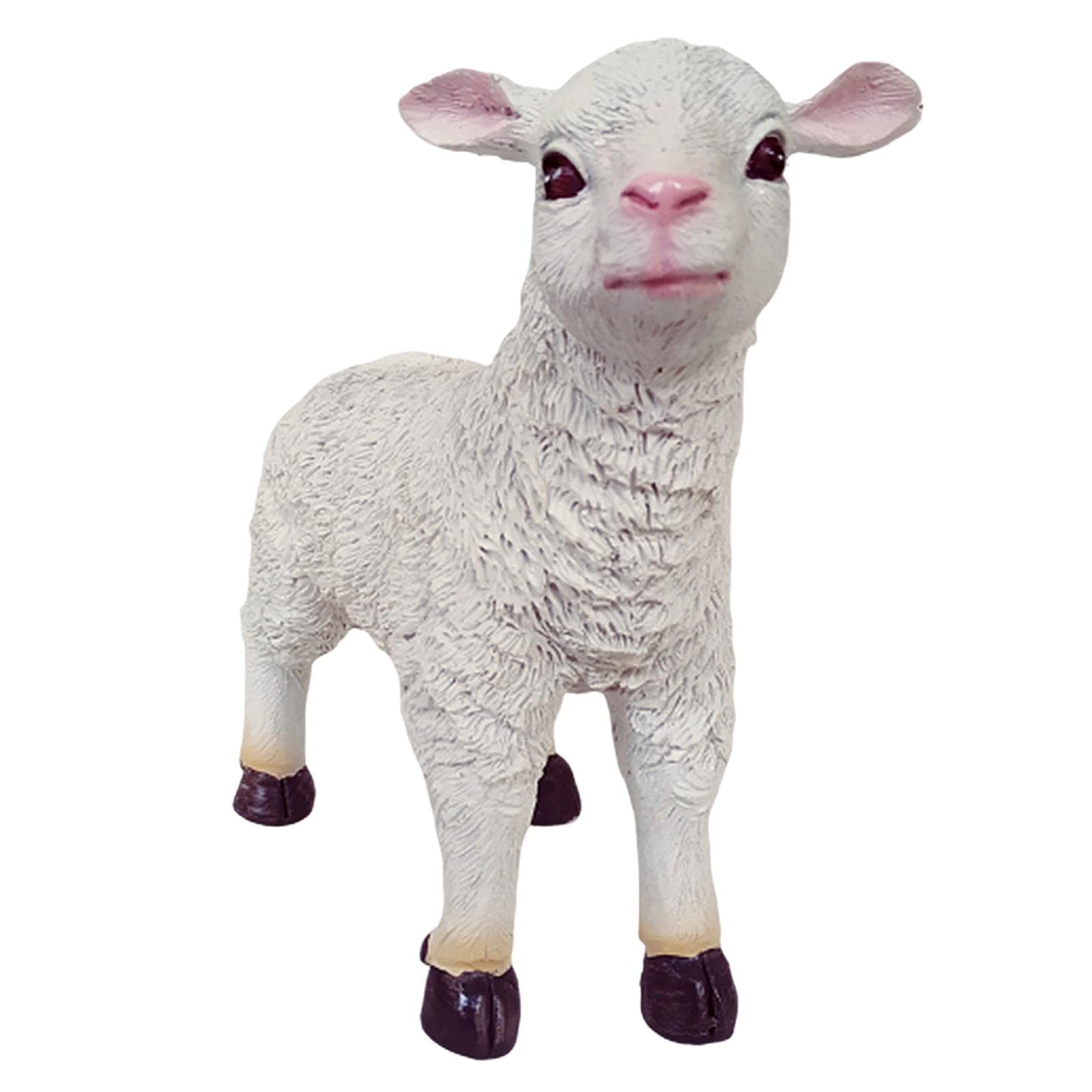 Statua di Agnello da Giardino in Resina - Decorazione Artistica per Interni Ed Esterni, Casa O Ufficio, in Piedi a Sinistra