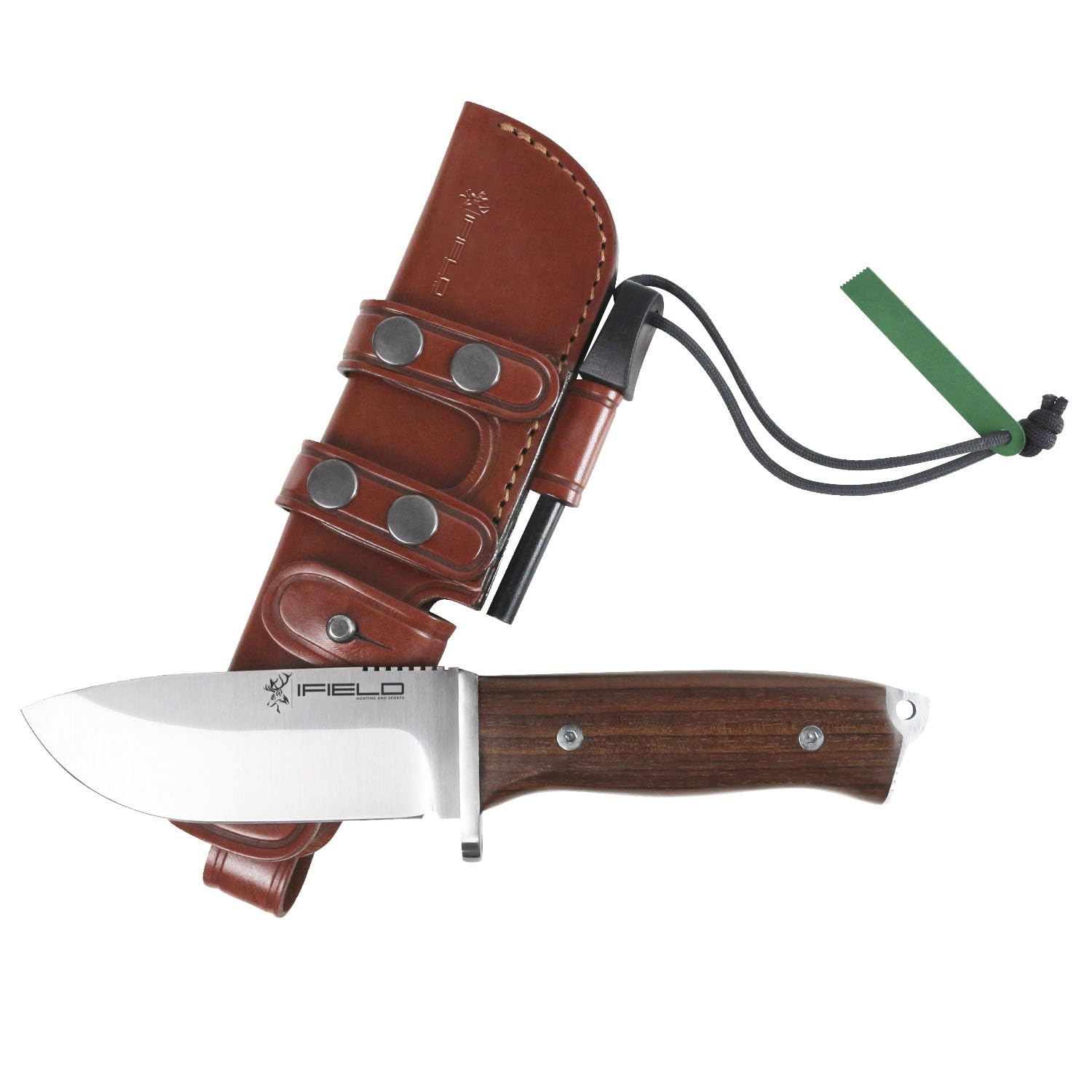 iFIELD EL29105 Multifunzionale escursioni, caccia e sopravvivenza coltello per l'esterno, manico in legno di Cocobolo con acciaio inox MOVA-58, fatto in Albacete (Spagna)
