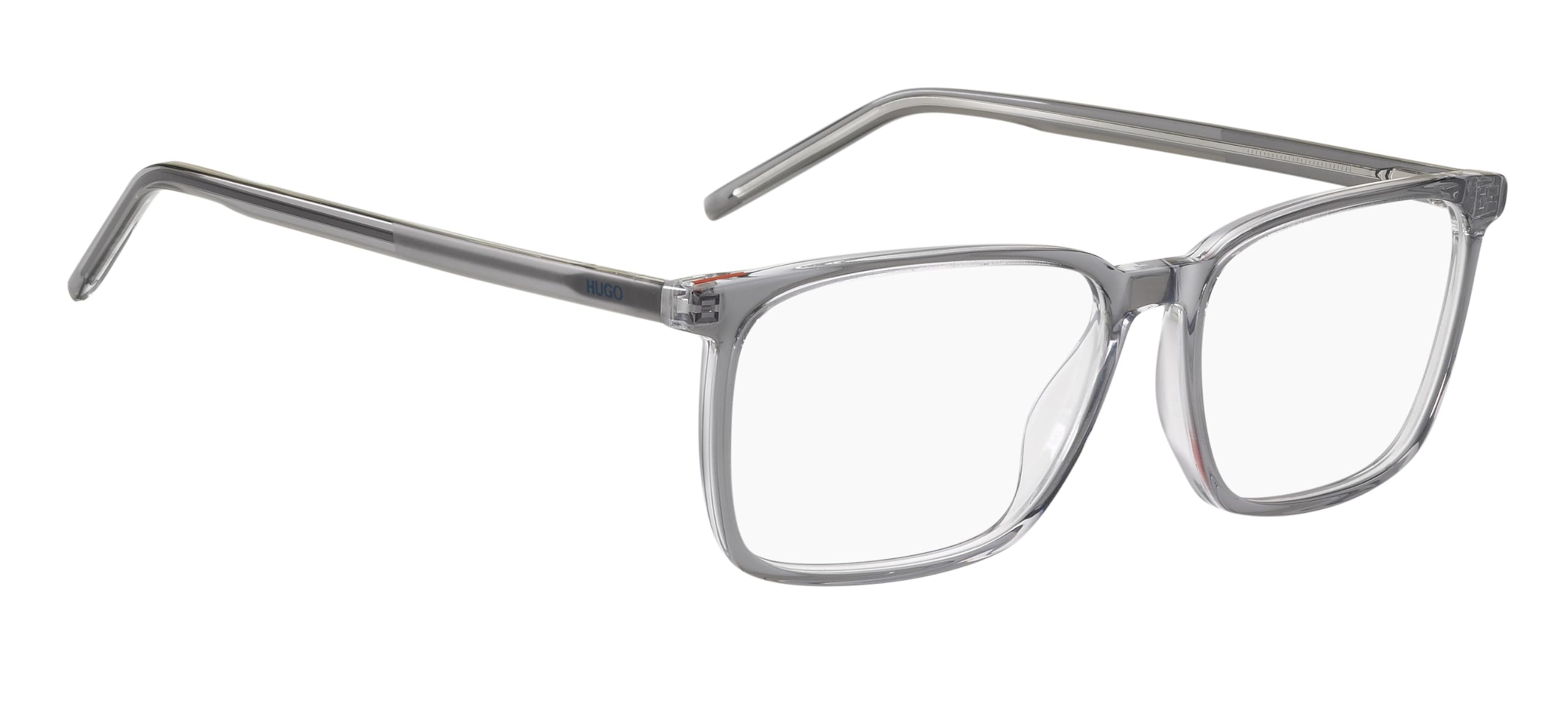 HUGO Rechteckig Azetat Brillen in Grey Crystal für Herren, Brille mit Sehstärke, optional mit Sonnenbrillen tönung oder Blaulichtfilter (Modell 103874)