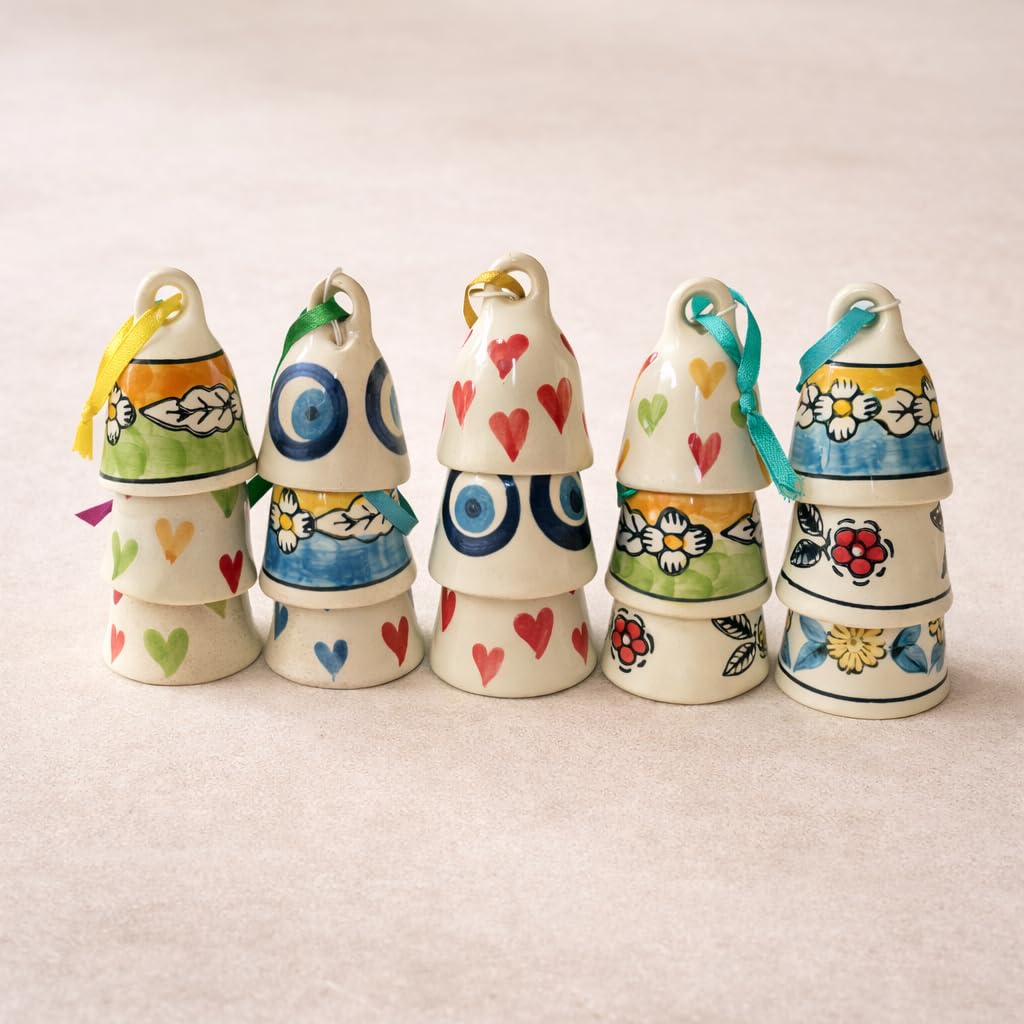 hanging bells for home decoration | hanging bells for festival and party | Home decor bells for door, window, garden | Wind chimes | ceramic bells for hanging, wind chimes (12, MULTICOLOR)-image-31