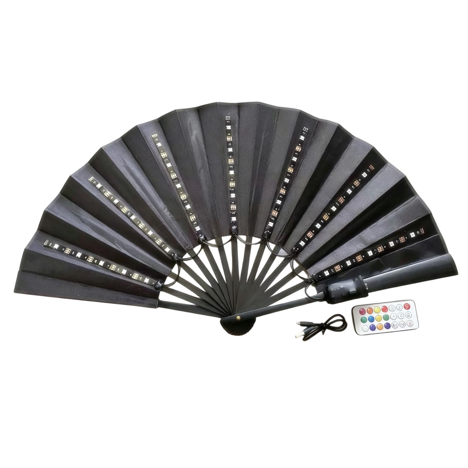 Jazuaiao Beautiful Fluorescent LED Handheld Fan with Remote for Weddings Concerts and Themed Incidents Dance Accessory