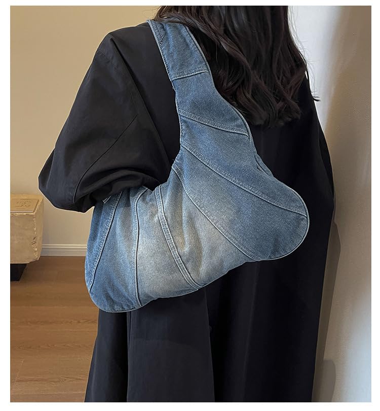 Borsa a Spalla Donne A Tracolla in Denim retrò con Gradiente di Jeans Classa A Assi