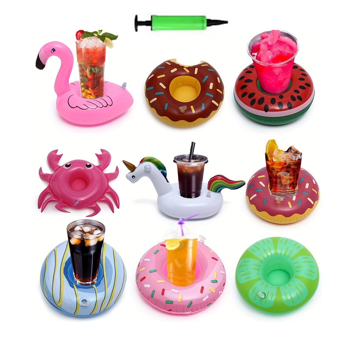 Lot De 2 Flotteurs Piscine Flamingo – Bouée Géante 76x70 Cm Et Porte-gobelet, Avec Paillettes, Vinyle épais, Charge Max 100 Kg