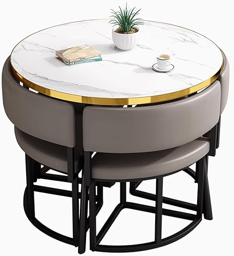 Miniatura 18 de YVYKFZD Juego de mesa de comedor redonda, juego de mesa y silla de club para oficina, sala de recepción, mesa de conferencia de café simple para 4