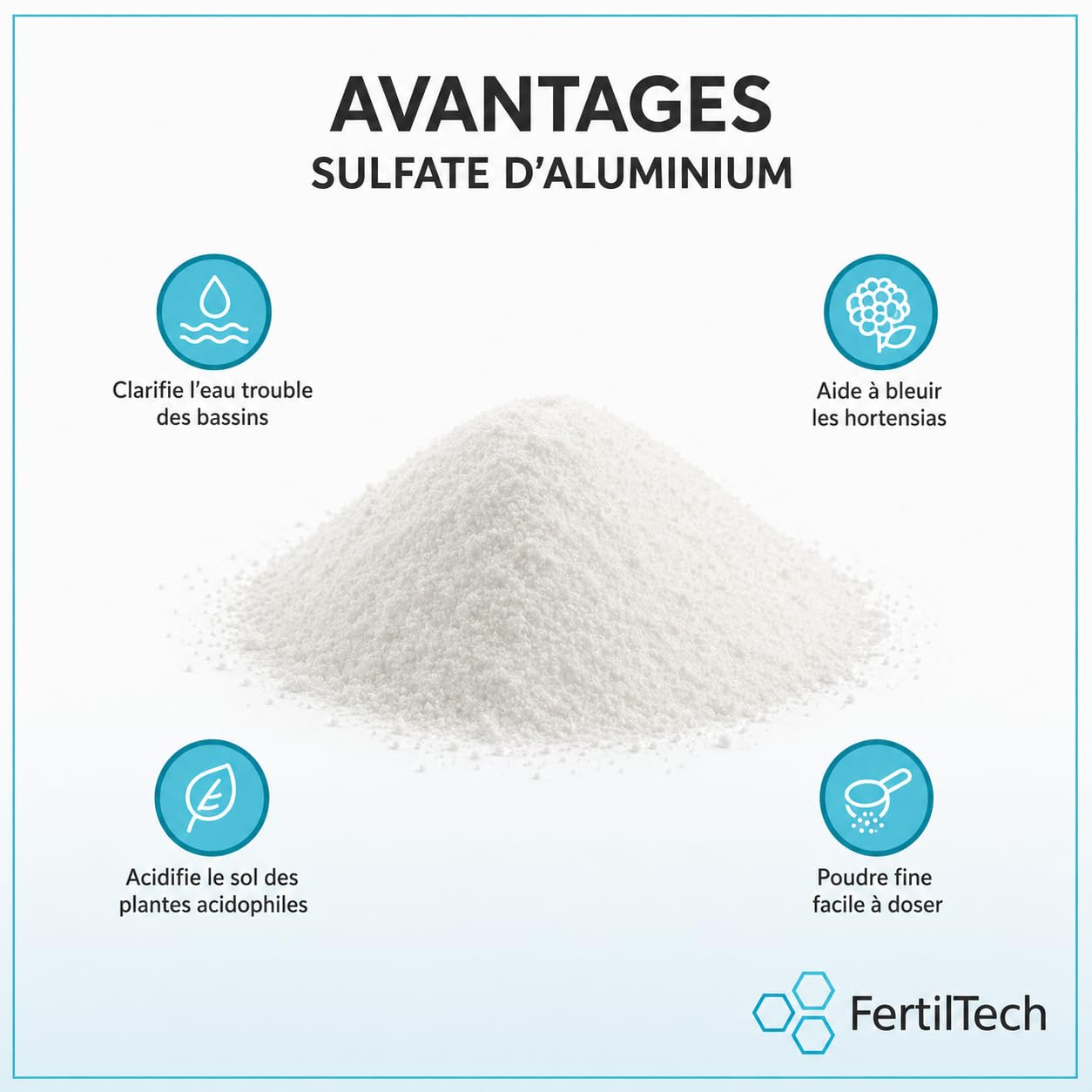 Sulfate d'Aluminium 1.5 kg – Amendement Minéral Polyvalent, Réducteur de pH pour Hortensias Bleus, Sols Acides