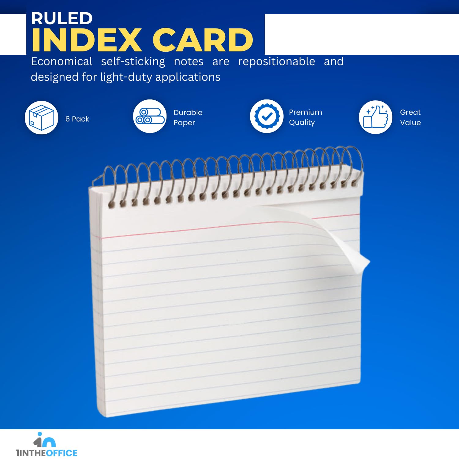 1InTheOffice 4x6 Spiral Bound Index Cards