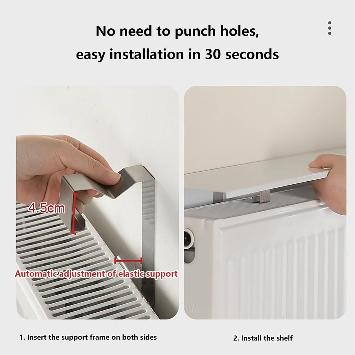 Regal über Heizkörper,Heizkörperabdeckung,Verkleidung Heizkörper,Für die Installation müssen Keine Löcher gebohrt Werden, Starke Tragfähigkeit, leicht zu reinigen,für Schlafzimmer.(90cm)