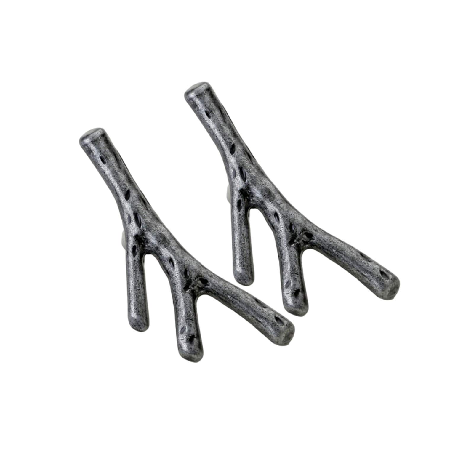 Stnyanxd A Ntique Cabinet Drawer Handles 2 Pieces, Zinc Lloy Tree Branch Shape Solid Cabinet Handle Simple Style Furniture Door(,Single Hole)