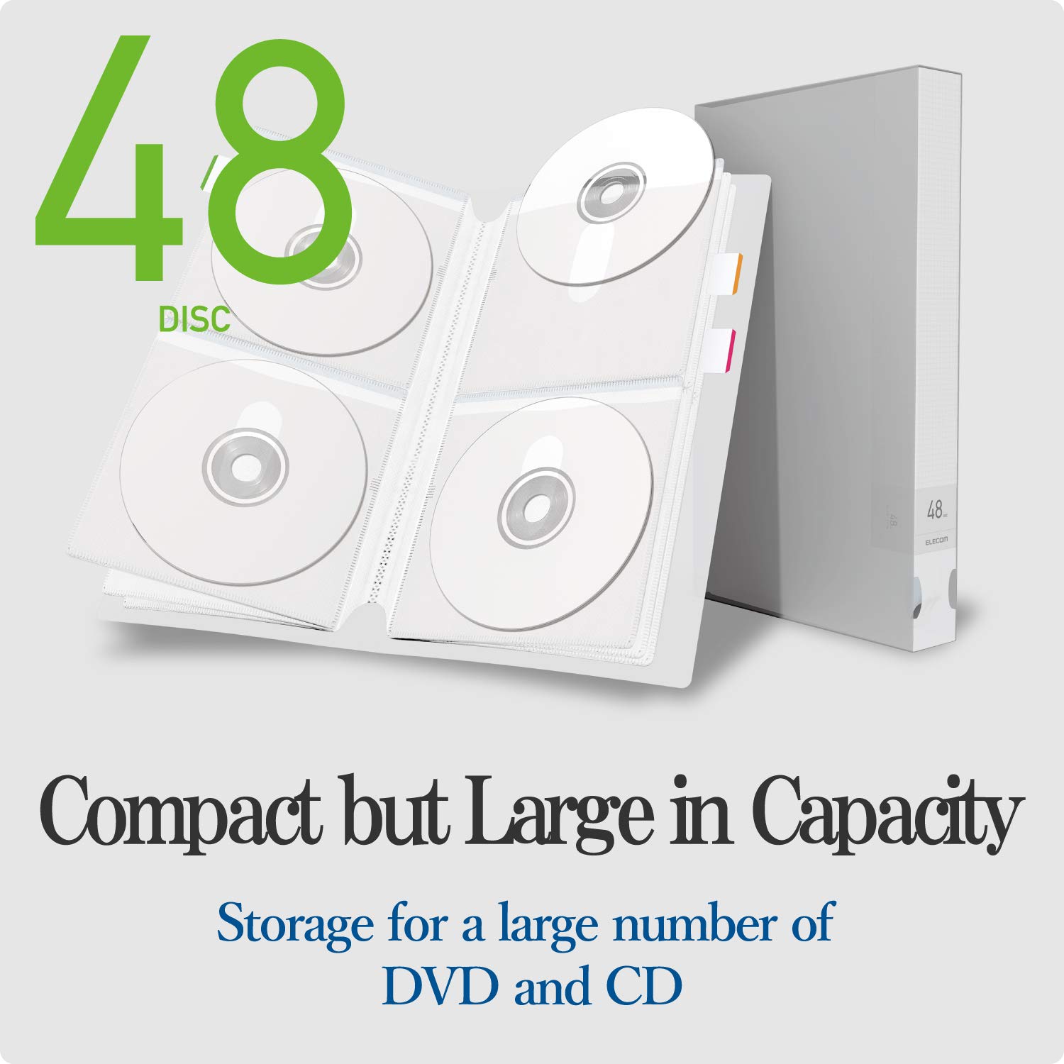 ELECOM Non-Woven Fabric Media File and Clear Case for CD and DVD 48 Disks Storing/Clear/CCD-FS48CR