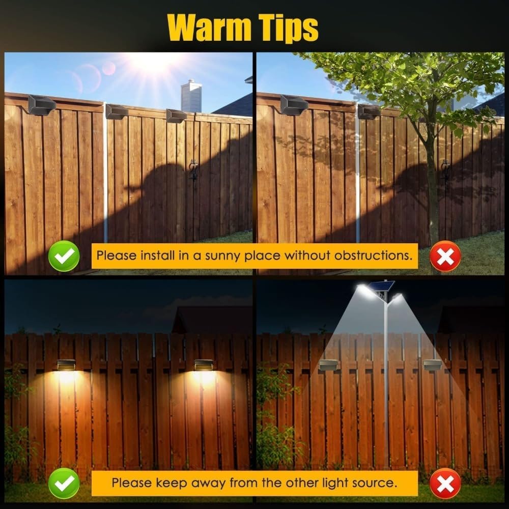 Solar Powered Outdoor Wall Lights, Step Lights, Fence Lights, Multicolor or Fixed Color, Ambient Lighting, Simple Stylish Design, Easy Installation