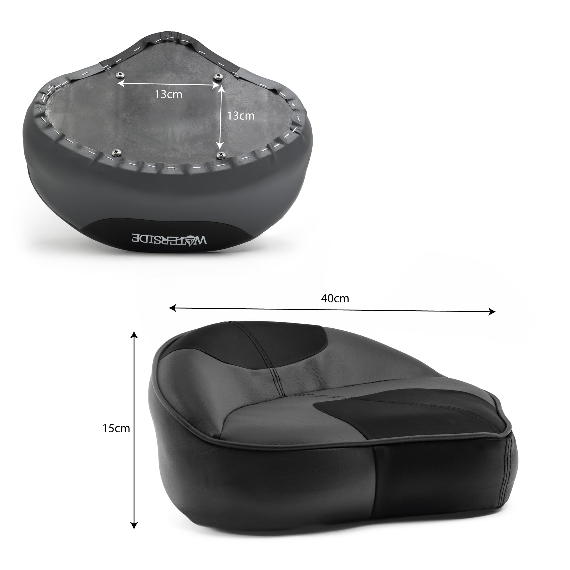 Waterside Siège de bateau Casting Boat Seat – Dark Series, Siège Stand Up pour bateaux, compact et rembourré, imperméable, facile d'entretien, ergonomique, noir, idéal pour bateaux de pêche et petits
