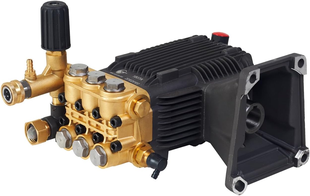 CE 3648 G: 3600 psi @ 4.8 US gpm Pressure Washer Pump with External Unloader (Easily Replaceable), 1-inch Gas Shaft, Horizontal Replacement Triplex Pump