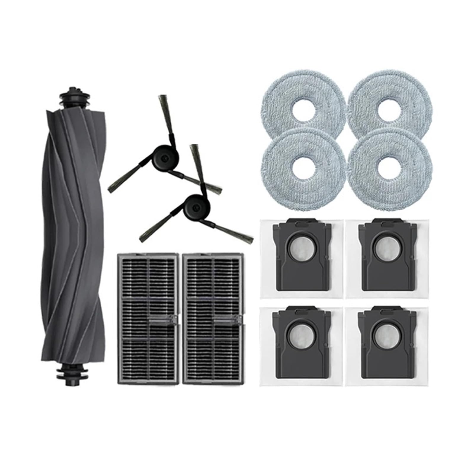 Kompatibel mit Dreame S30 Pro Ultra Roboter-Staubsauger-Zubehör, Hauptseitenbürste, Mopptuch, Hepa-Filter, Staubbeutel, Ersatzteile(Light Grey)