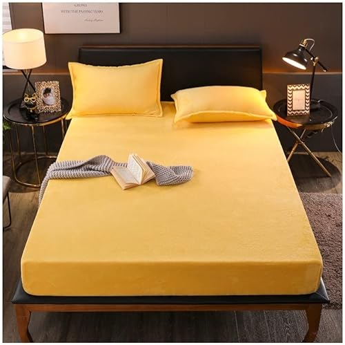 Sábana bajera de franela de felpa, sábana bajera de terciopelo extra suave y esponjoso, sábana bajera súper cálida y acogedora de 11 pulgadas de