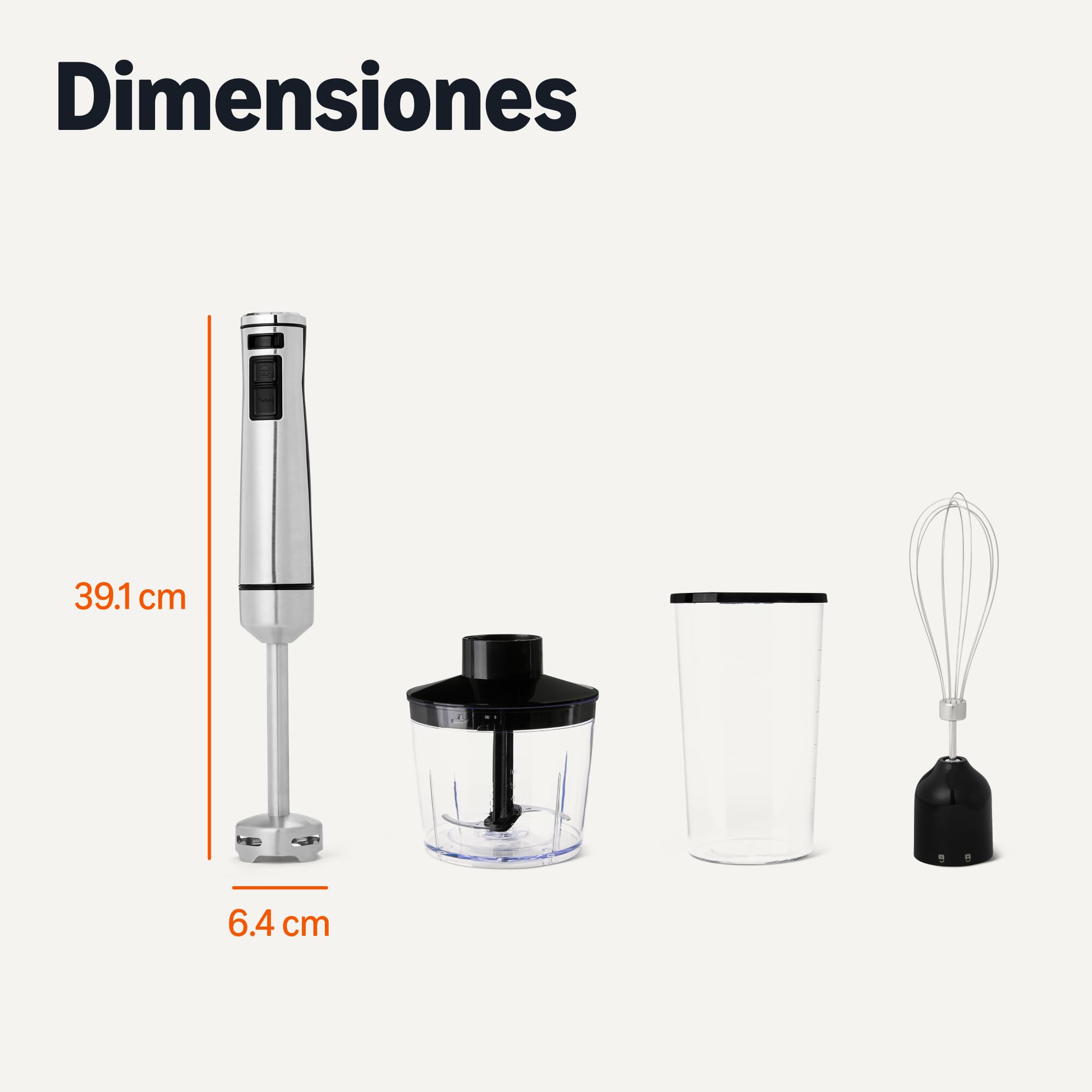 Amazon Basics Licuadora de Mano de Inmersión de 1000W de Varias Velocidades, con Accesorios, con Cable, Plateada