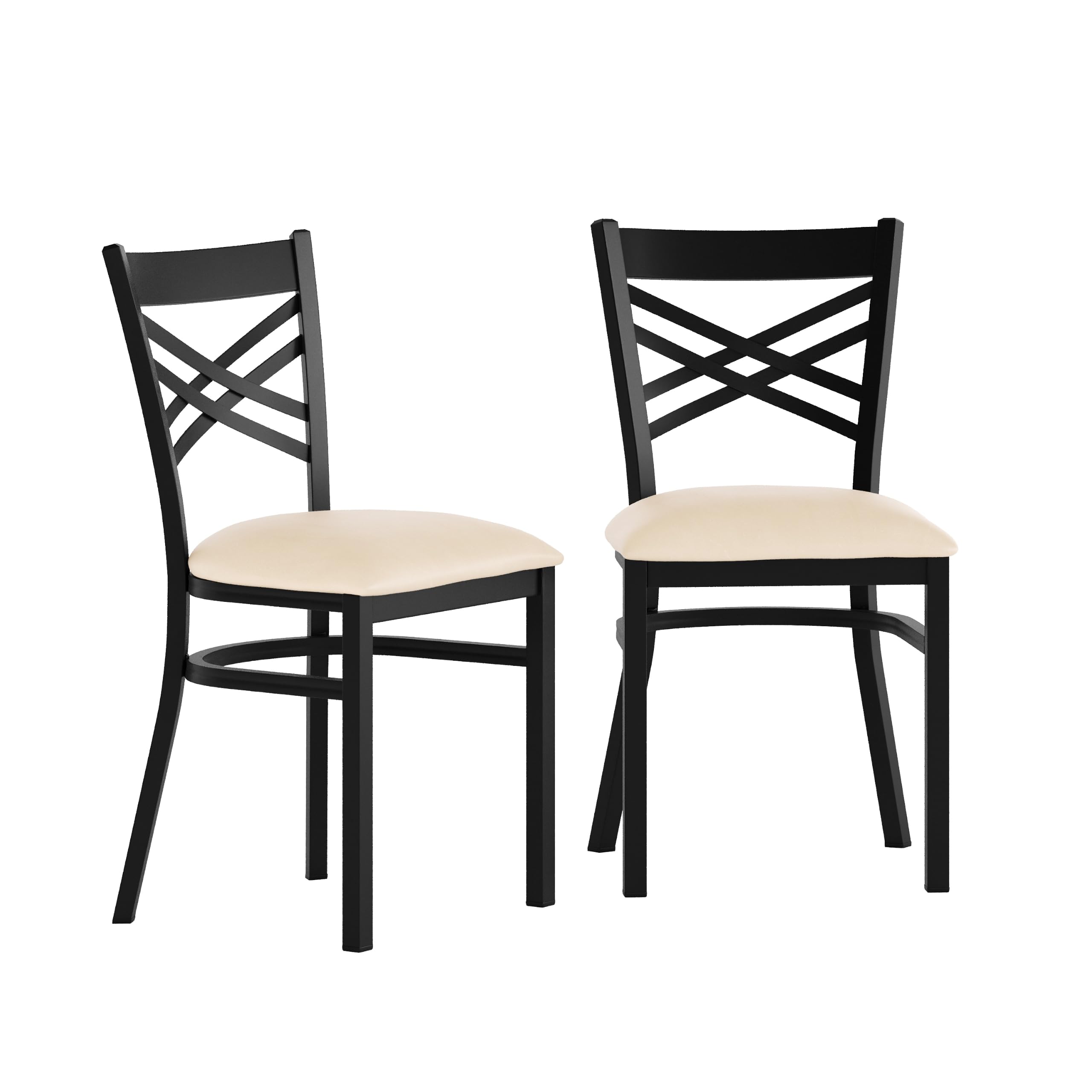 Flash Furniture Hercules X-Back Chair - Vinyl Seat, Black/Tan, 2-Pack