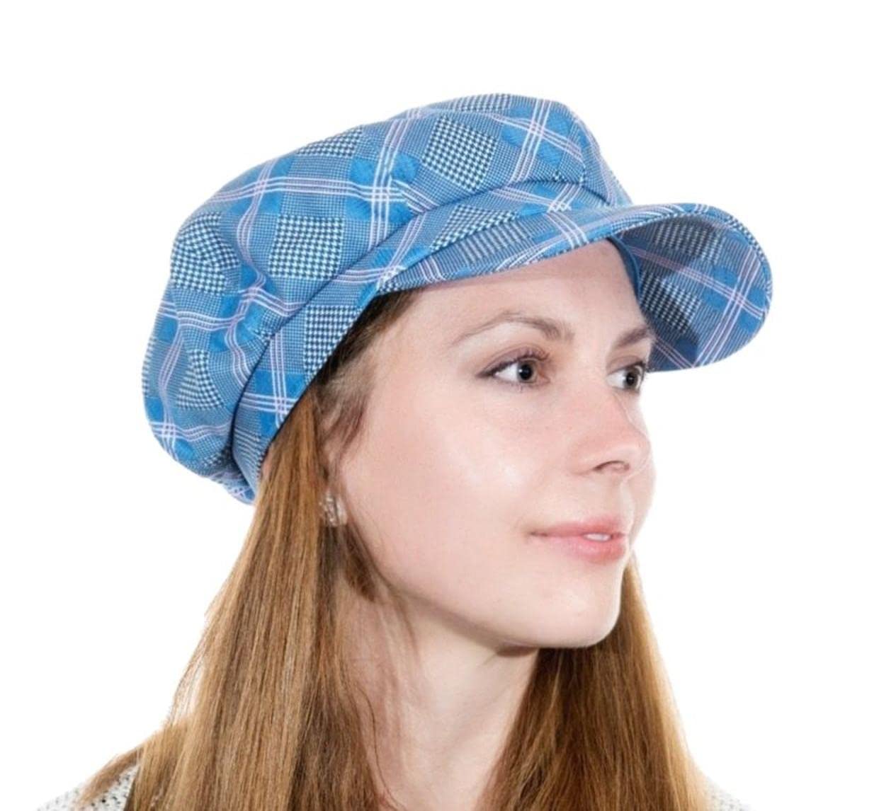 CRAGGI Baker Boy Cap Newsboy Cadet Hat Blue Pink Patchwork Check Shelby Hat
