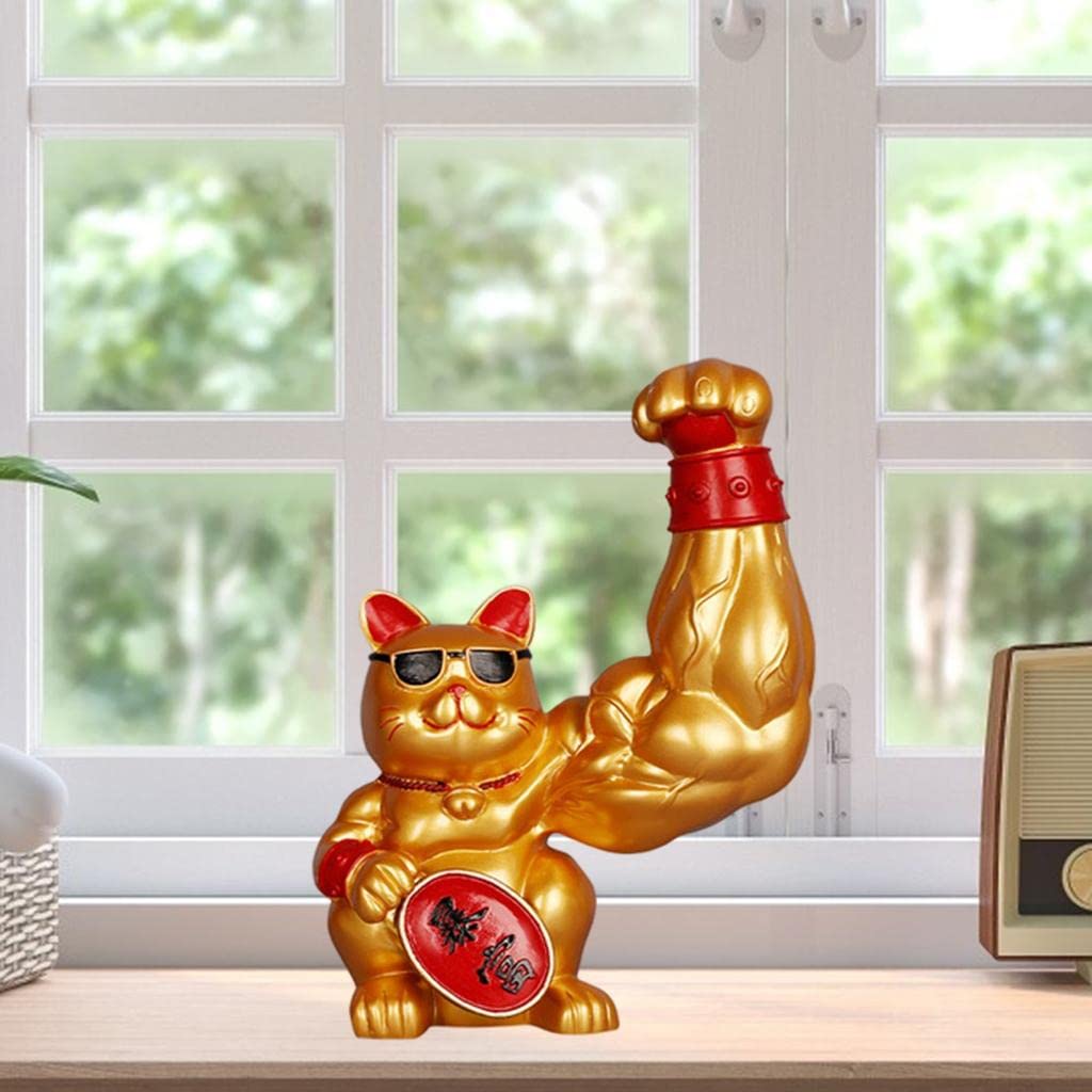 Amazon.co.jp: Generic お金の猫の置物は幸運の幸運の筋肉の腕を振って