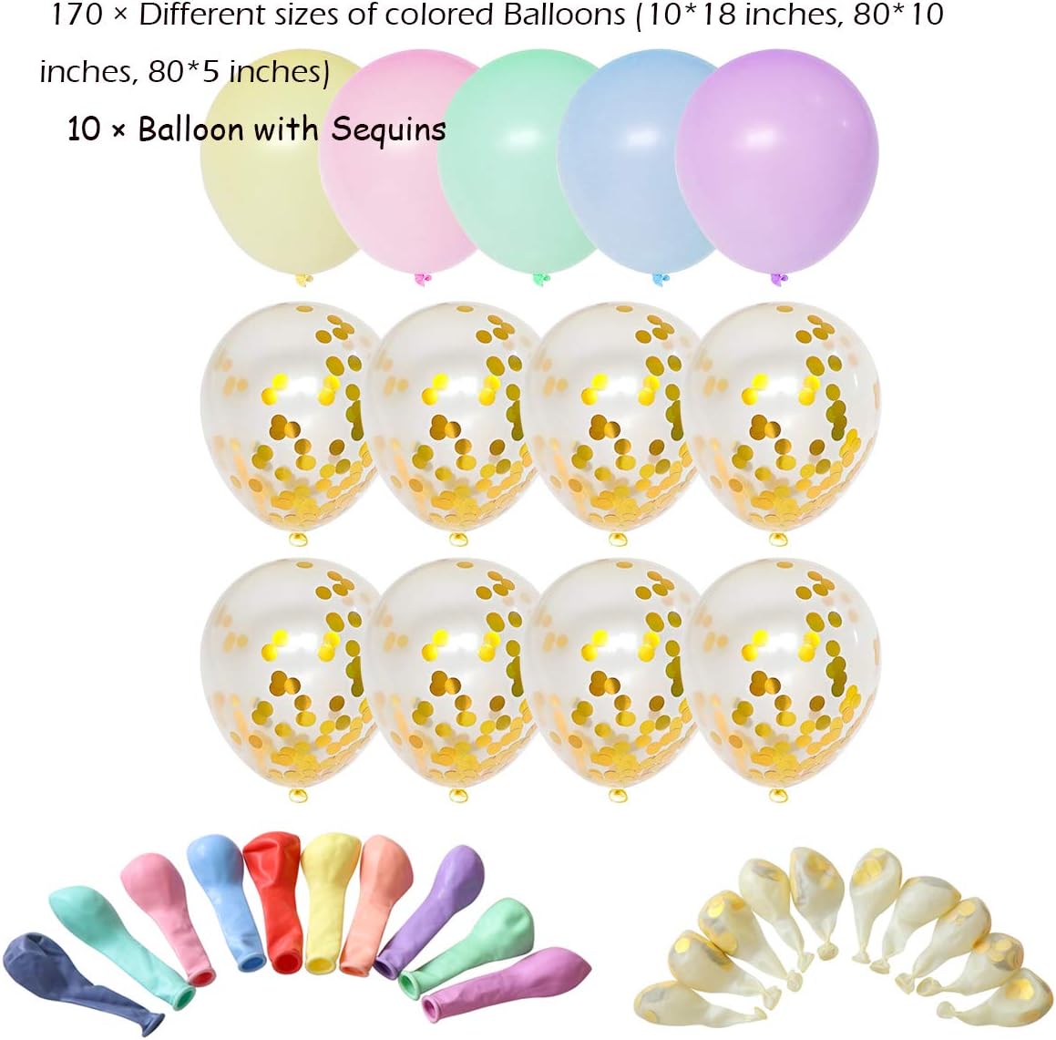225PCS Electric Balloon Pump Set Balloon Blower Kit with 180 Pcs Balloons, 110V 600W Portable Dual Nozzles Electric Balloon Air Pump Inflator for Birthday Festival Party Decoration