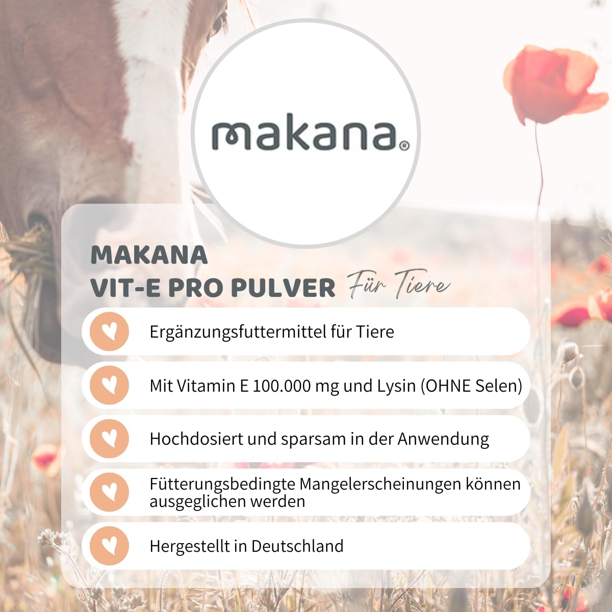 Makana VIT-E PRO Pulver für Pferde, OHNE SELEN, 1 kg