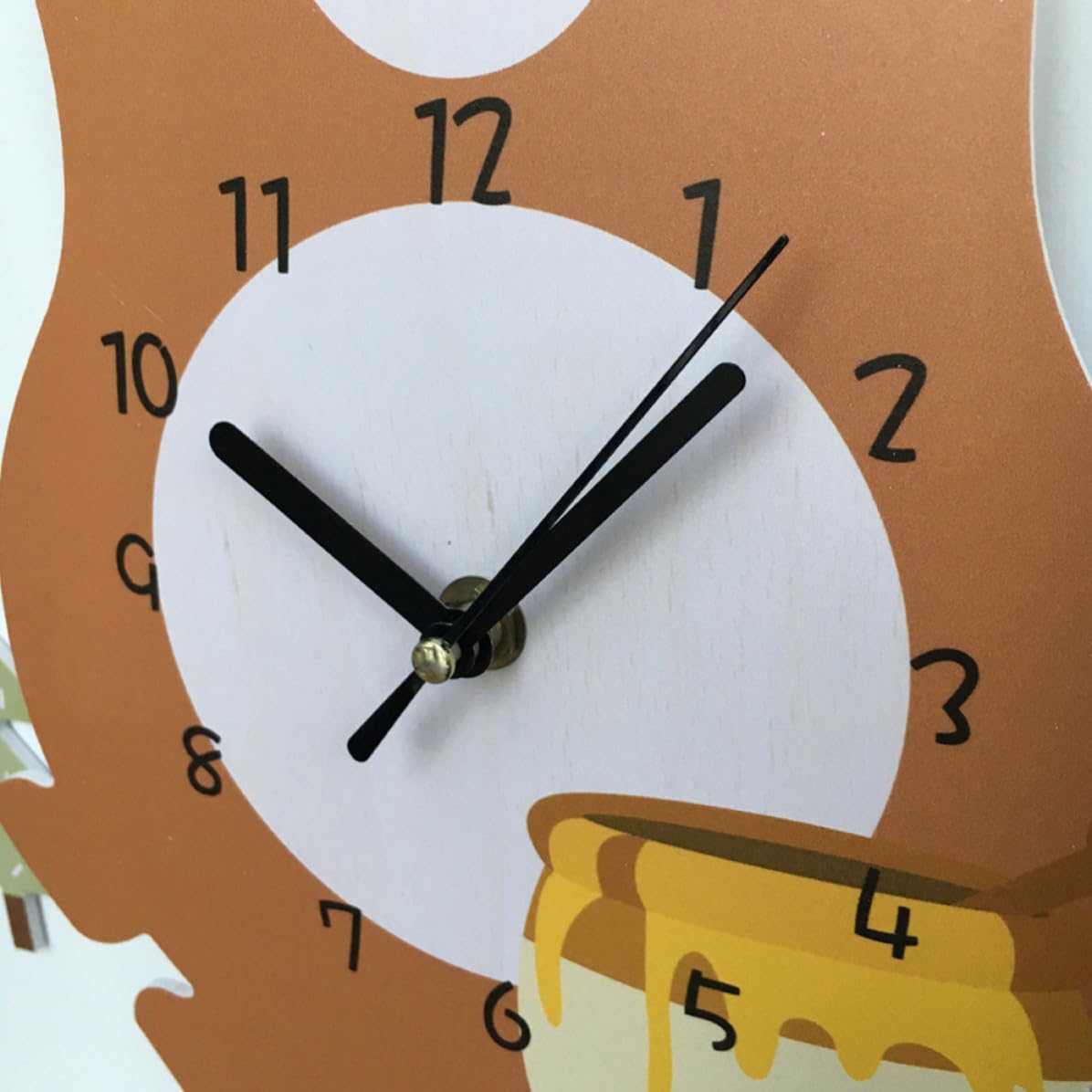 DOITOOL 1pieza Reloj Colgante Silencioso para Habitación Infantil con Diseño de Oso Cartoon Reloj de Pared para Niña Nursery y Aula Decoración Moderna y Ecológica