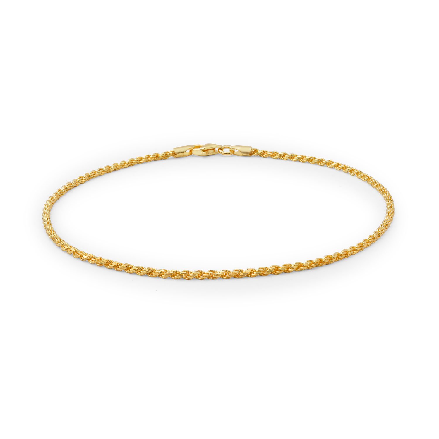 Bling Jewelry Simple Thin Strong Singapore, Diamond-Cut Figaro, Rope Chain Anklet Ankle Bracelet For Women Teen Yellow Gold Plated .925 Sterling Silver 9,10 Inch Made In Italy