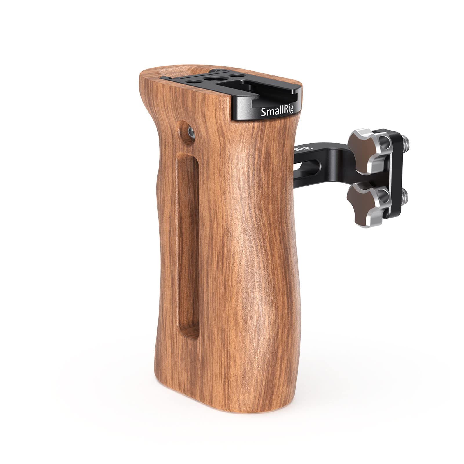 SMALLRIG Universal Wooden Handle mit Threaded Holes und Cold Shoe Holder Verstellbarer Griff für Kamera Cage - 2093C