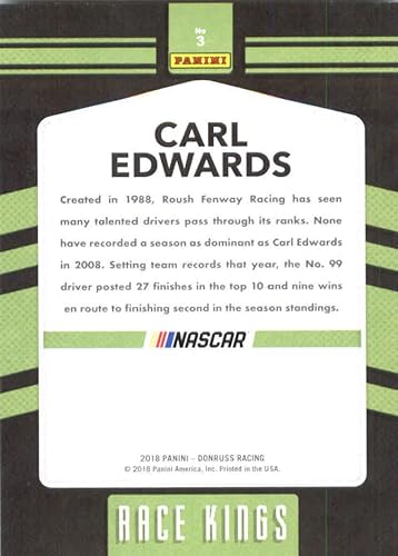 Miniatura 2 de 2018 Donruss Racing Race Kings #3 Carl Edwards Official NASCAR Trading Card