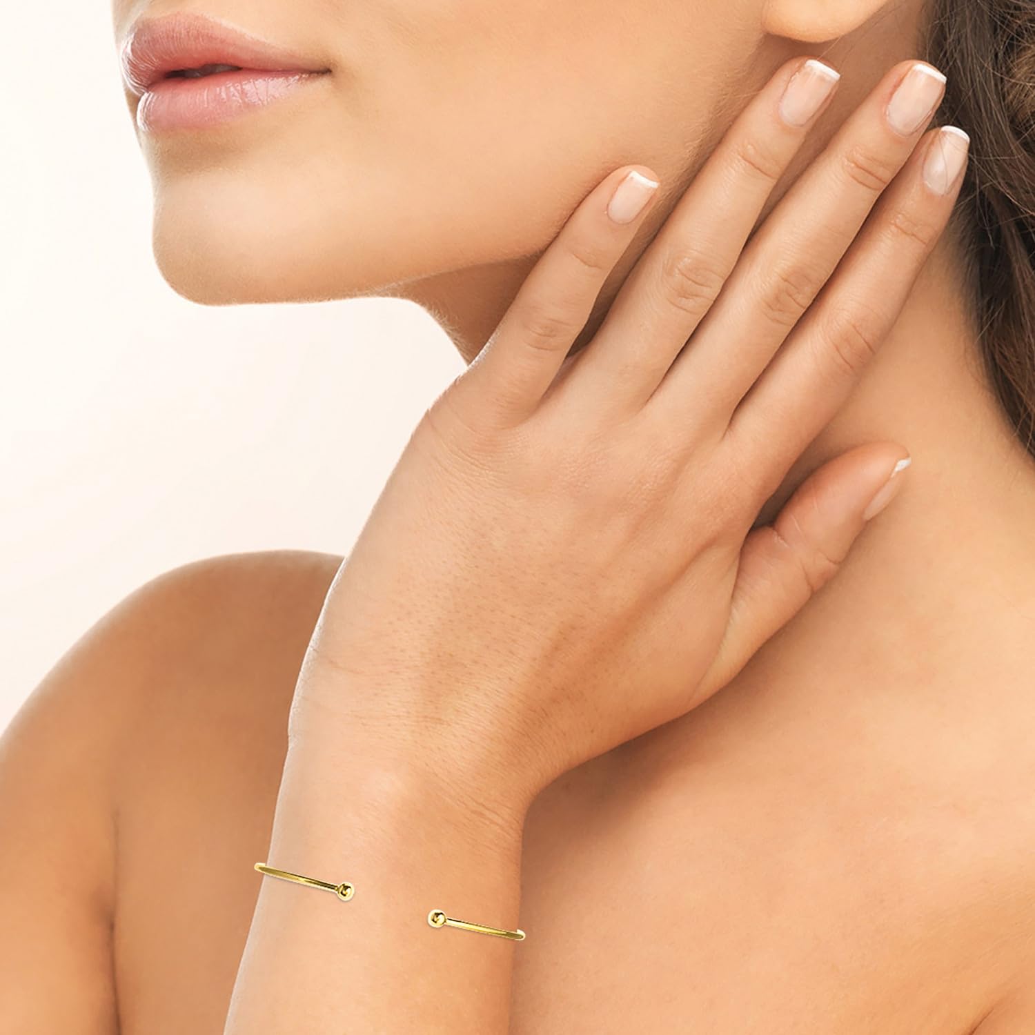 Bracciale rigido aperto minimalista dorato, tessuto