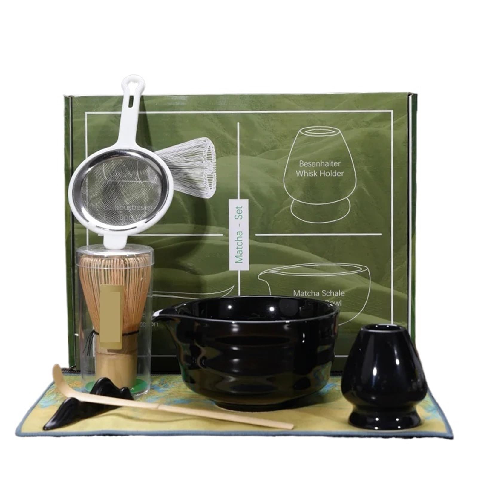 Juego De Té Matcha Juego De 4/7 Piezas For Hacer Matcha, Pincel For, Exquisito Cuenco For, Caja Con Batidor, Suntuosas Herramientas For Té(7pcs Black)