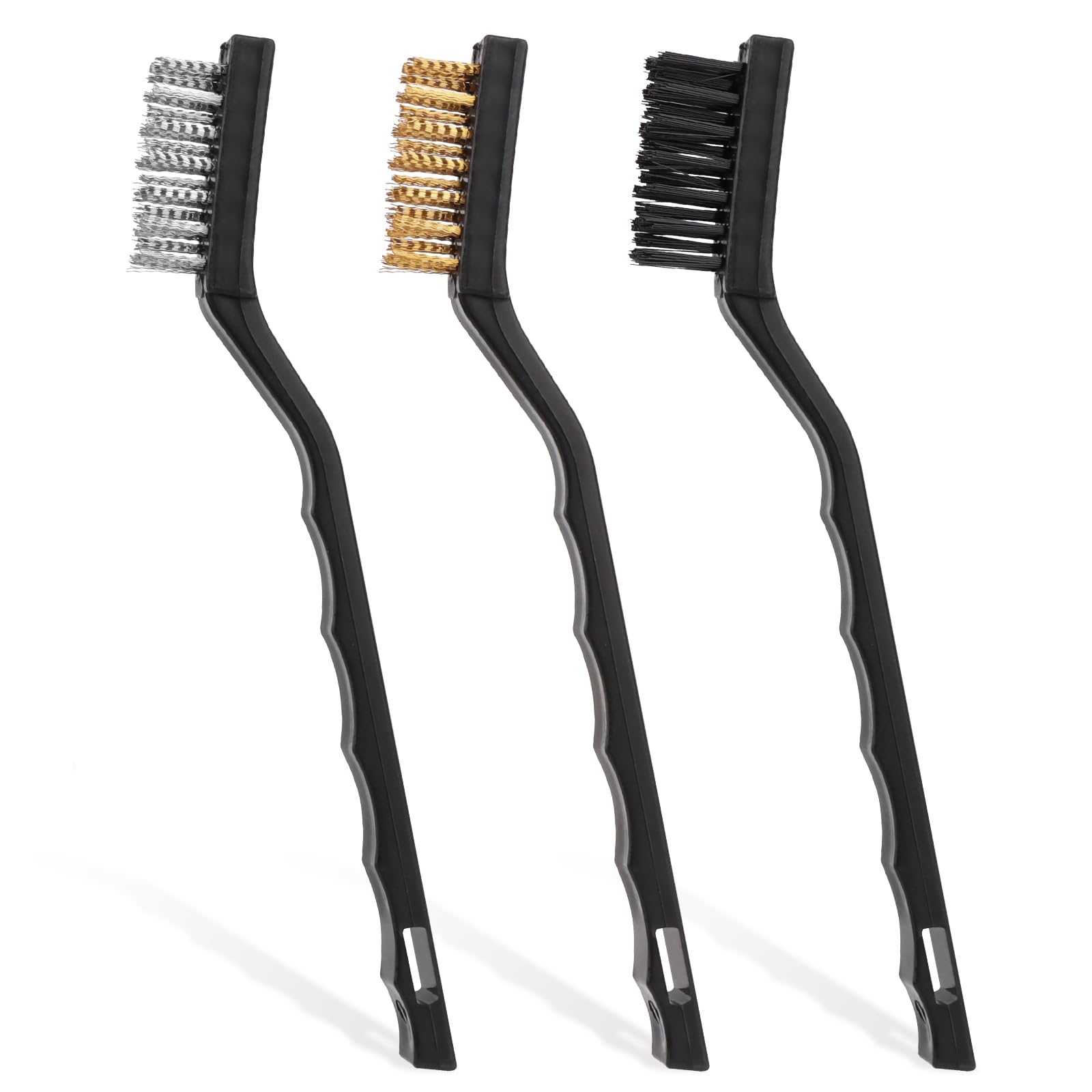 Cepillo de Alambre 3 PCS, Cepillo Alambre Mini, Inoxidable/Nylon/Cepillo, Cepillo limpieza para Limpieza Escoria de Soldadura, Eliminación de óxido, Suciedad Grasa