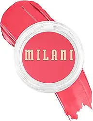 Milani Blush Makeup – Blush creme Cheek Kiss para bochechas, blush creme-a-gel montável e tonalidade labial, cor natural orvalhada, hidratante - Coral Crush