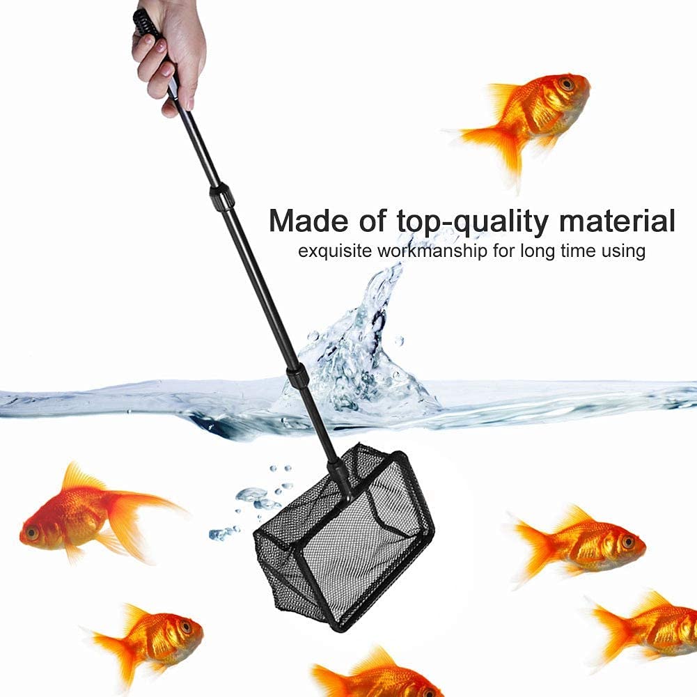 Pesca de Acuario Red de Aterrizaje Red de Pescar retráctil Red de Pesca de camarón Red Objetos flotantes Herramientas limpias para Captura y liberación de Peces(L)