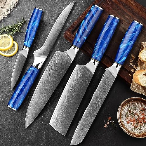 Set Cuchillos Cocina 5 Piezas Acero Damascus miniatura 7