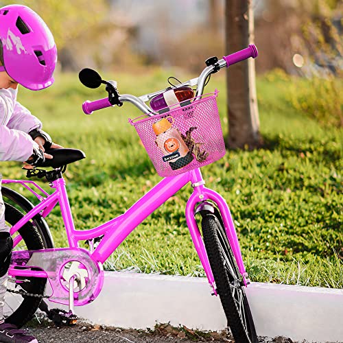 ANZOME Fahrradkorb für Kinder, Metall Lenkerkorb vorne mit Klettverschluss wasserdicht abnehmbar - Geschenk für Mädchen und Jungen, Rosa – Ansicht 8