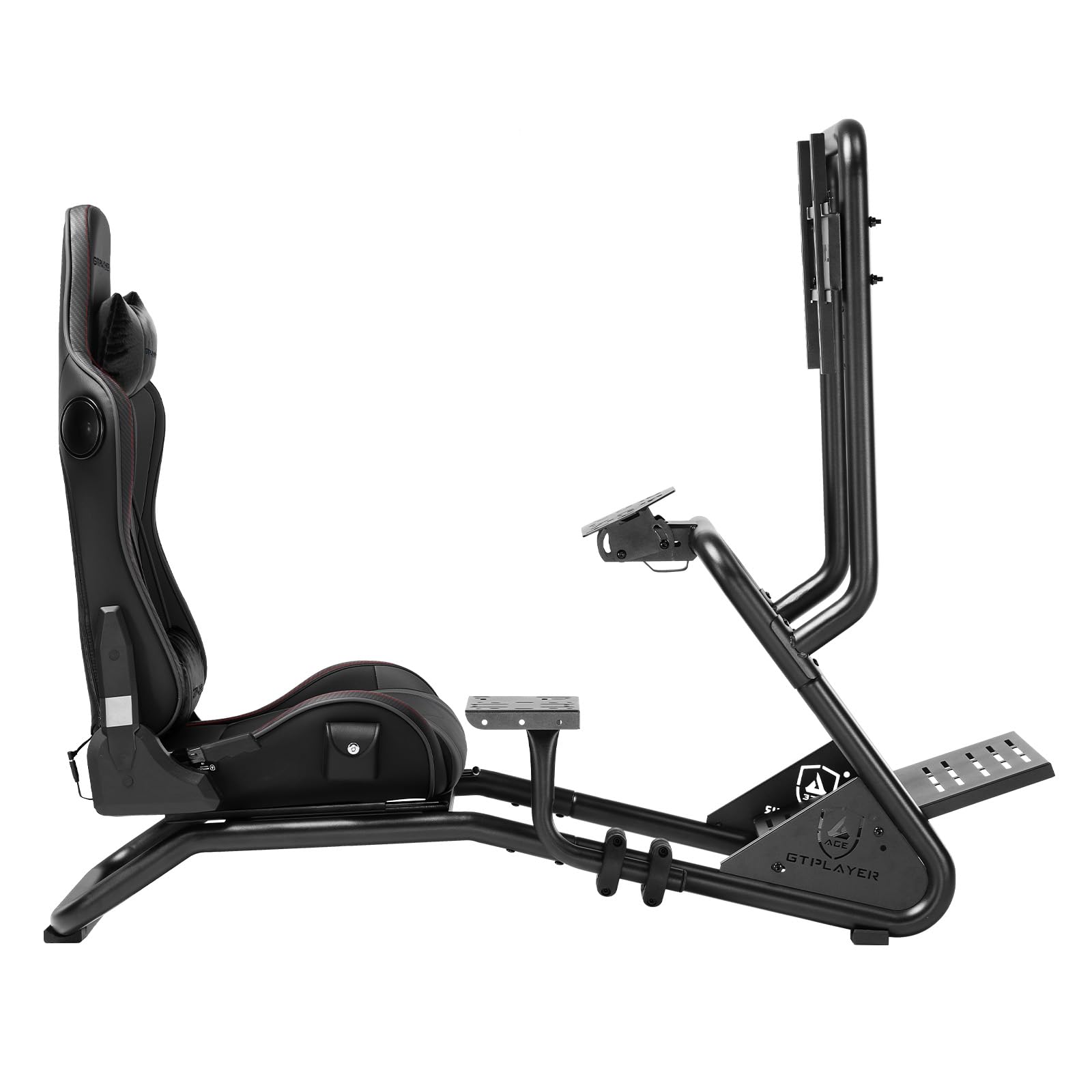GTPLAYER Simulateur de Conduite, Siège de Simulation avec haut-parleurs stéréo 3D, Support pour écran, Support de volant réglable, Support pour levier de vitesse et pédales, Noir